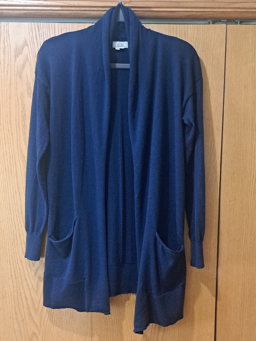 Fat Face Navy Open-Front Knit Cardigan With Draped Shawl Collar